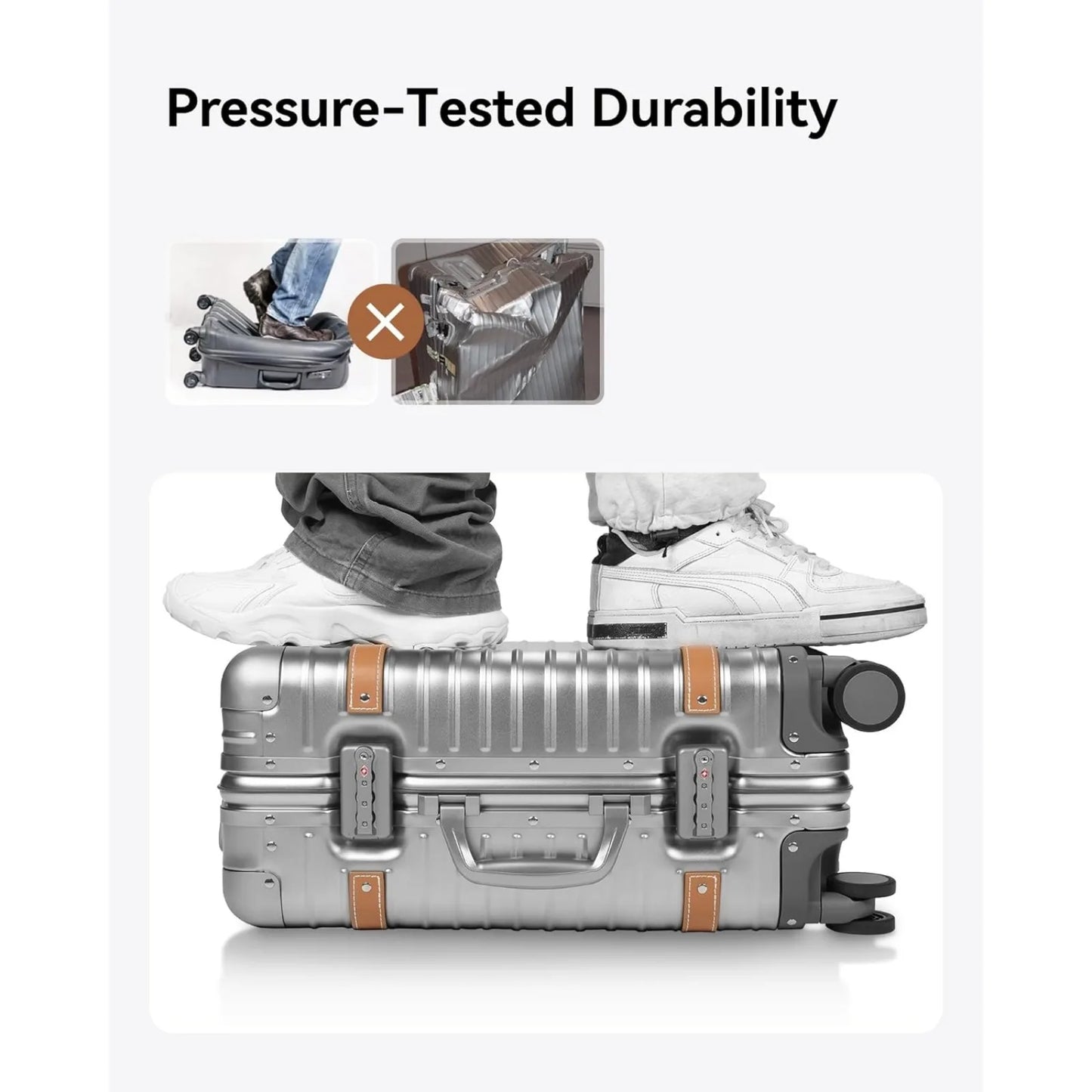 LUGGEXCN Aluminum Carry On Luggage With USB Port Retro