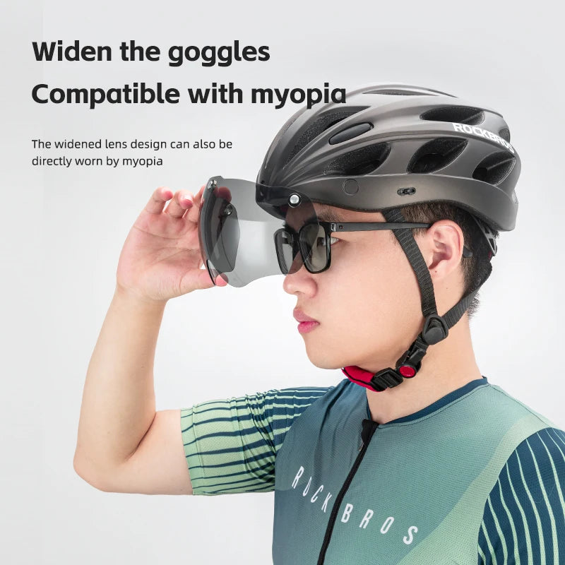 ROCKBROS Lightweight Cycling Helmet with Goggles for Safety