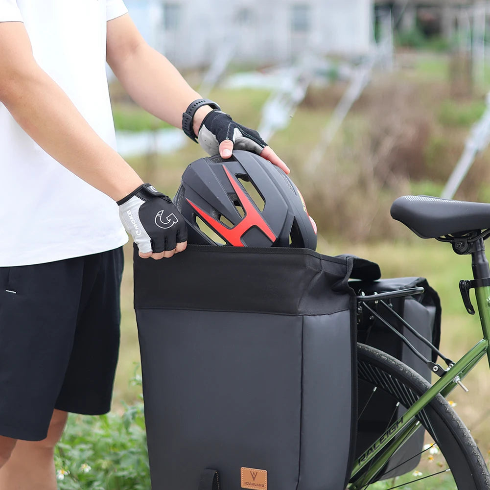 Bicycle Rear Seat Bag Large Capacity Trunk Pannier Bag Waterproof Rear Seat Panniers Pack with Handle for Outdoor Riding Travel
