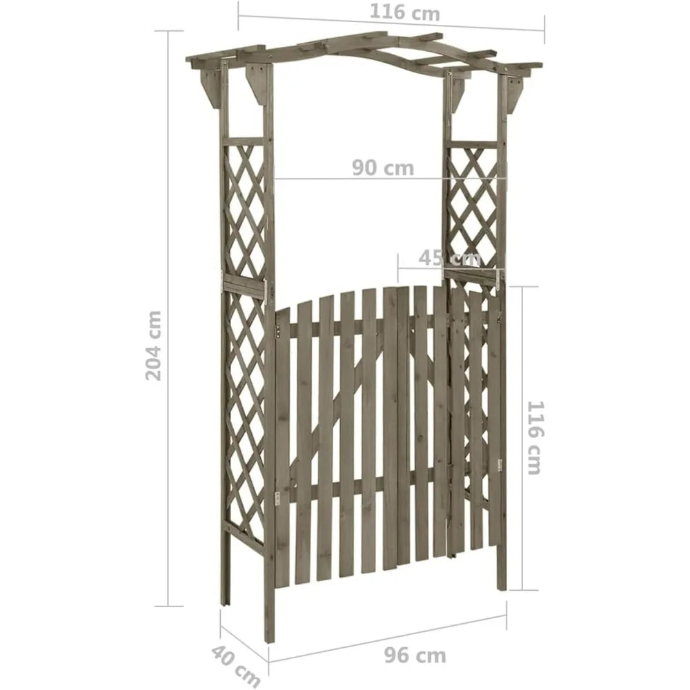 MKDKH Garden Arch With Gate Firwood Outdoor Arbor Set