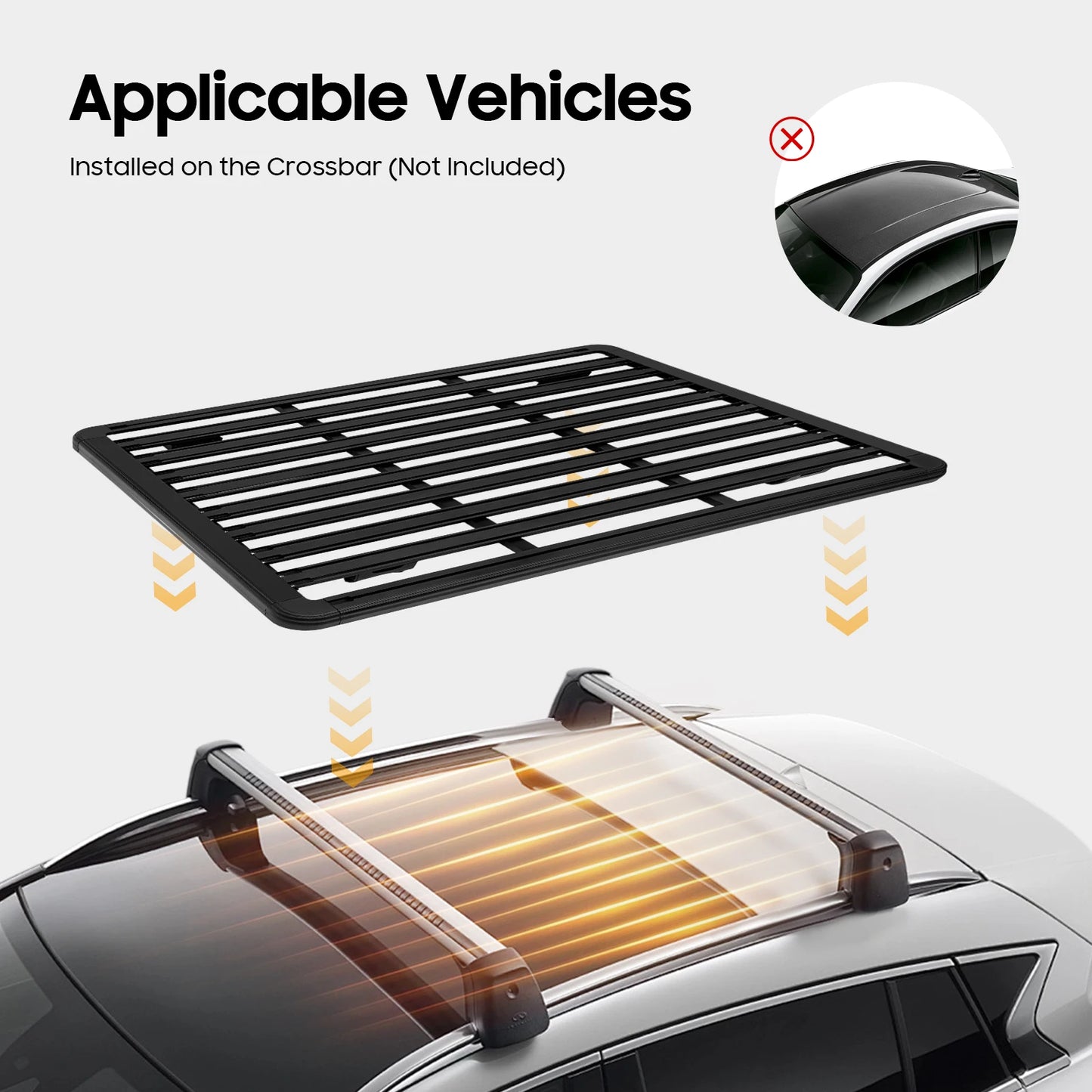Universal Aluminum Car Roof Top Platform Rack, Luggage Carrier for SUV Truck Van, Direct Mount 150-200kg Capacity Exterior Parts