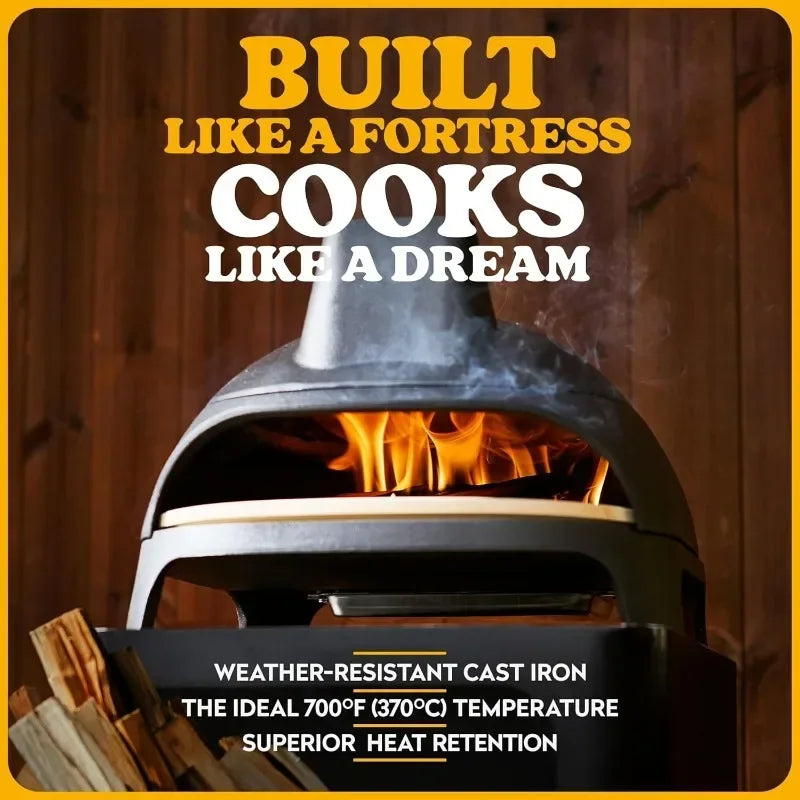 Cast Iron Outdoor Wood Burning Oven with Pizza Stone