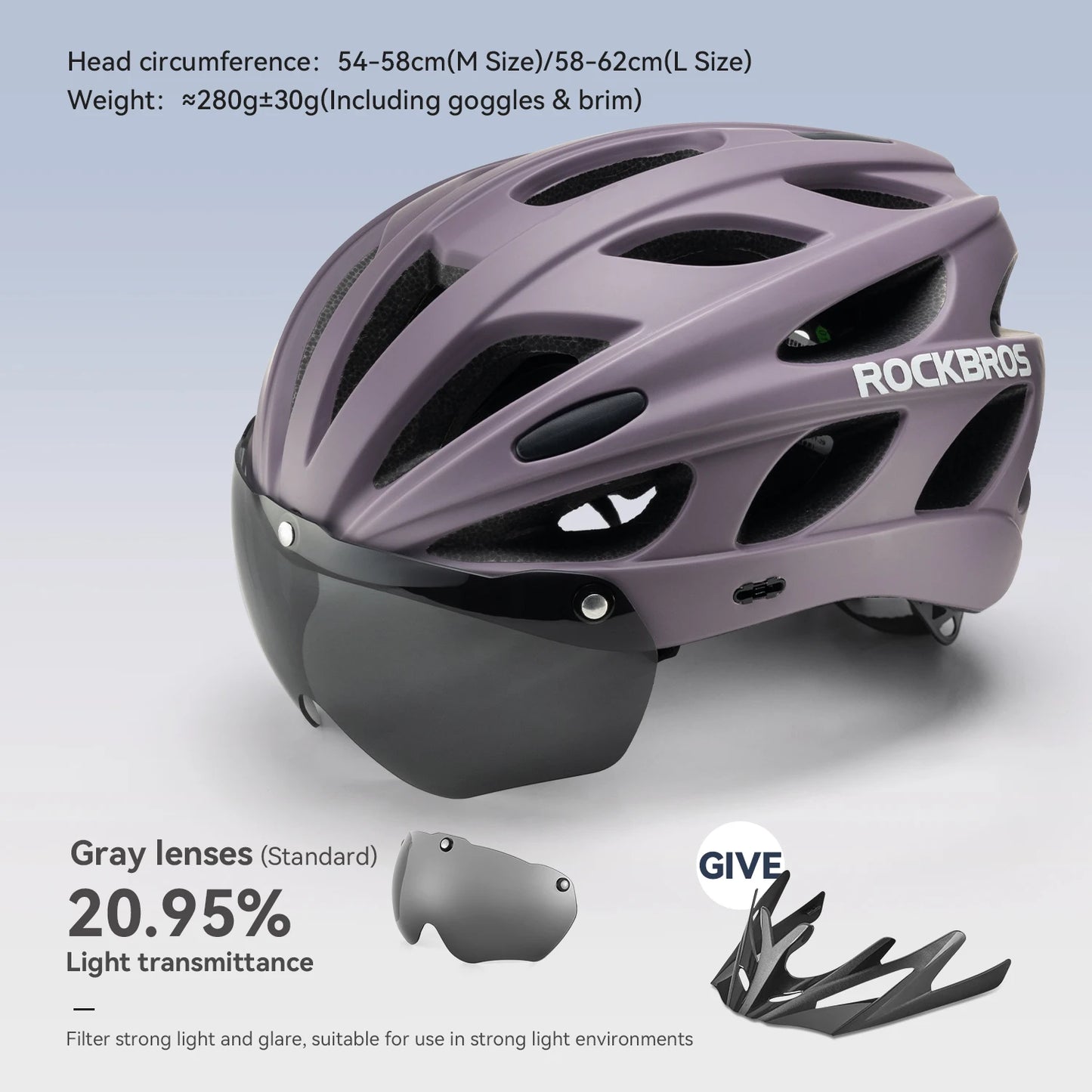 ROCKBROS Lightweight Cycling Helmet with Goggles for Safety