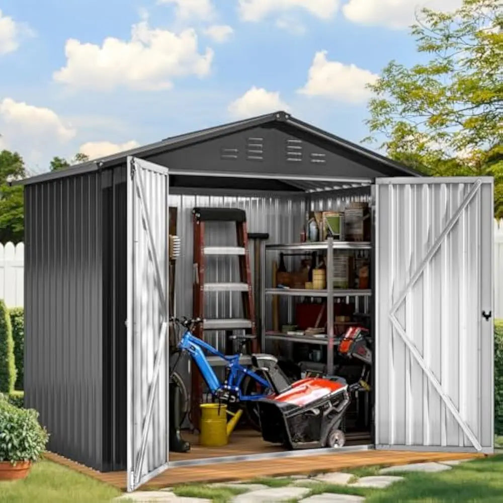 Feature Metal Outdoor Storage Shed With Ventilation