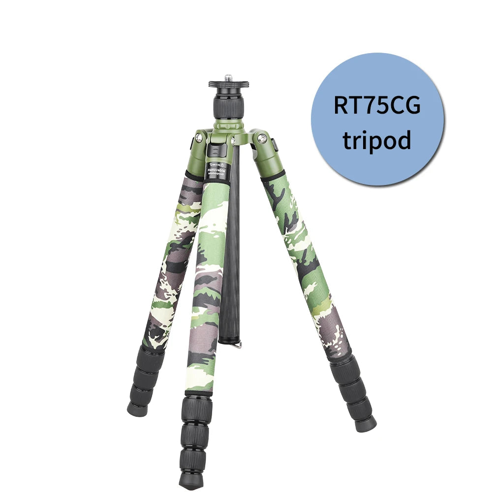 Army Green Carbon Fiber RT75CG/85CG Tripod Monopod Heavy Duty Stand With 360° Panoramic Ball Head for Digital DSLR Camera
