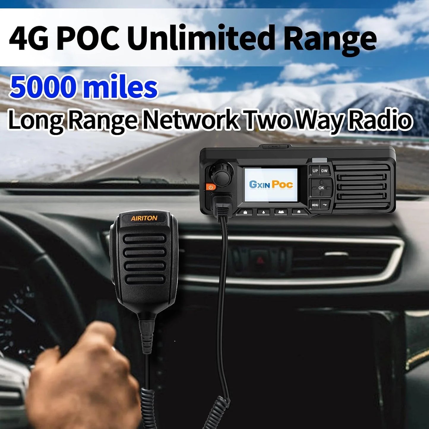 2PCS AIRITON AI-828 Network Mobile Car Walkie Talkie Global POC Radio Unlimited Distance Bluetooth WIFI US SIM Card FOR Hunting