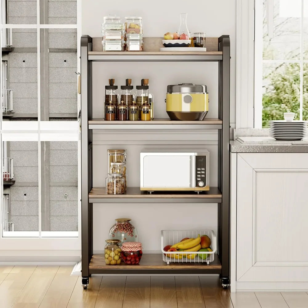 RBXC Kitchen Bakers Rack With Power Outlet And Pegboard