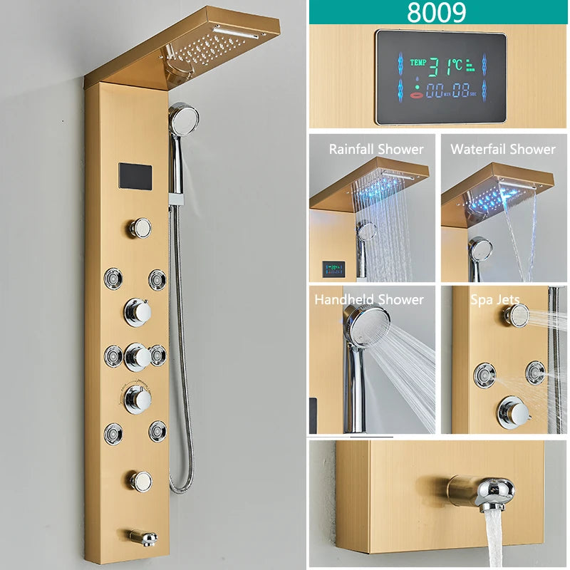 Wanmivezlo LED Bath Shower Faucet System Temperature Screen