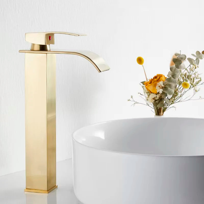 Basin Faucet 5 Colors Deck Mounted Single Handle Bathroom Crane Long Spout Lavatory Sink Hot Cold Mixer Tap