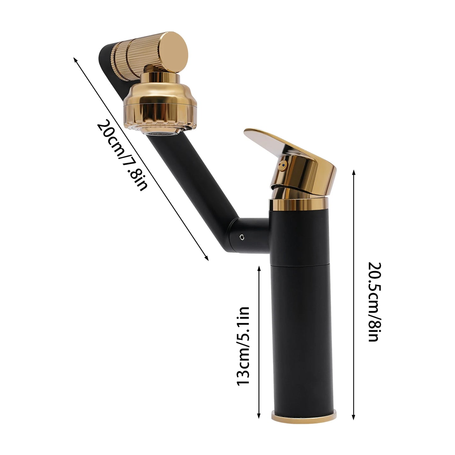 Bathroom Sink Faucet with 360° Swivelling, 2 Water Outlet Modes Hose Connection, Multifunctional Rotating Tap, for Home Use, RVs