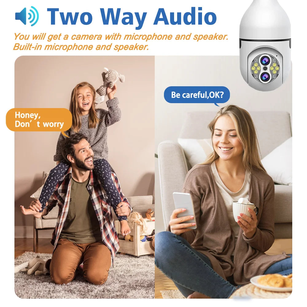 IPC360 Home 10X Zoom 4K 8MP E27 Bulb Camera Free 128G Card Auto Tracking Dual Lens Surveillance Security Protection WiFi Camera