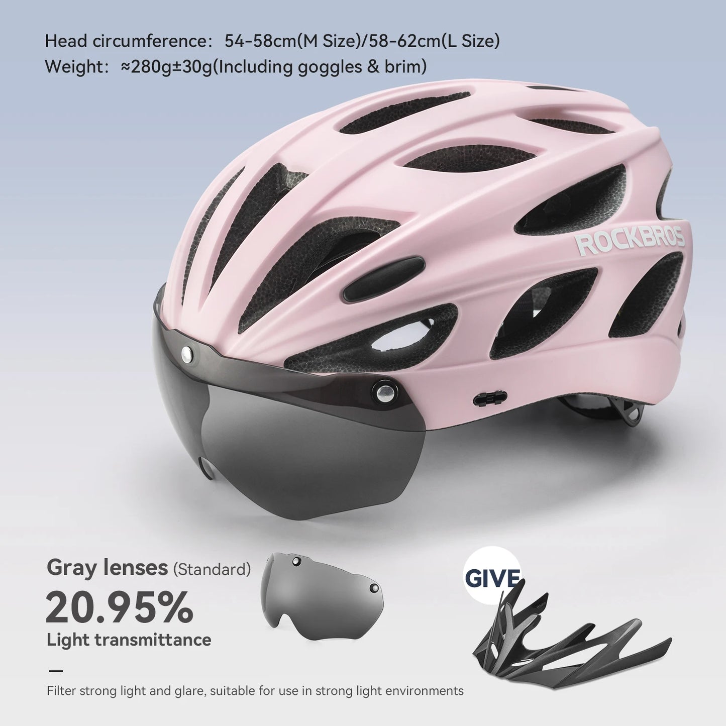 ROCKBROS Lightweight Cycling Helmet with Goggles for Safety