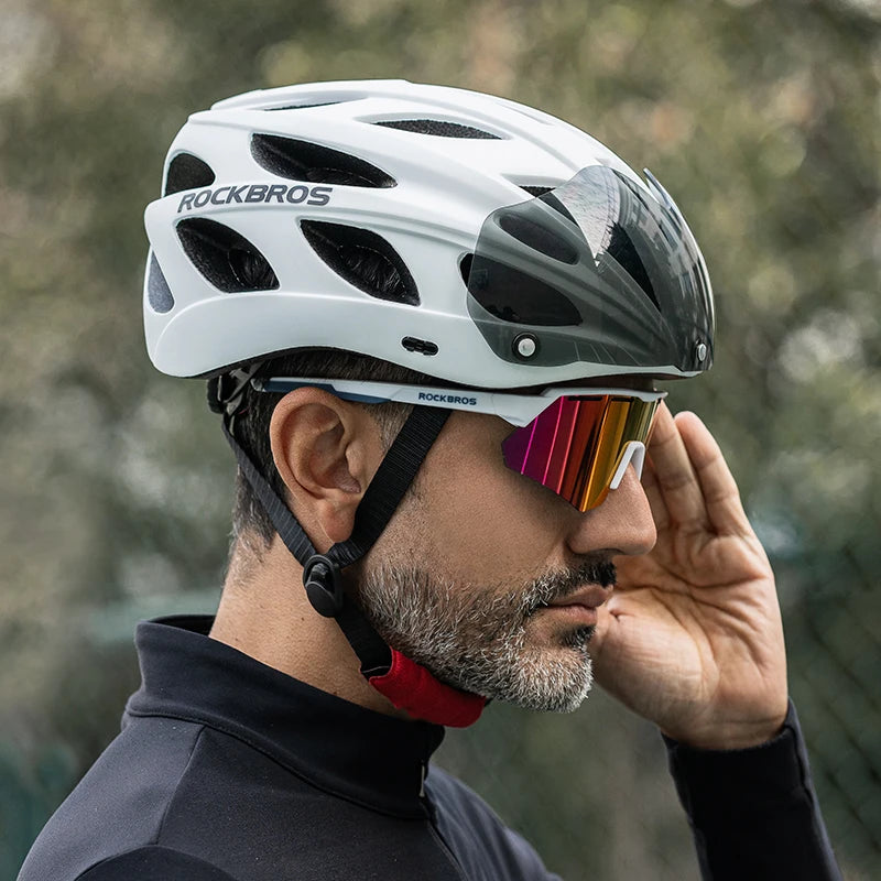 ROCKBROS Lightweight Cycling Helmet with Goggles for Safety