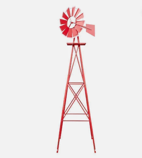 8 foot windmill decorated garden weather-wheel weather-resistant metal windmill