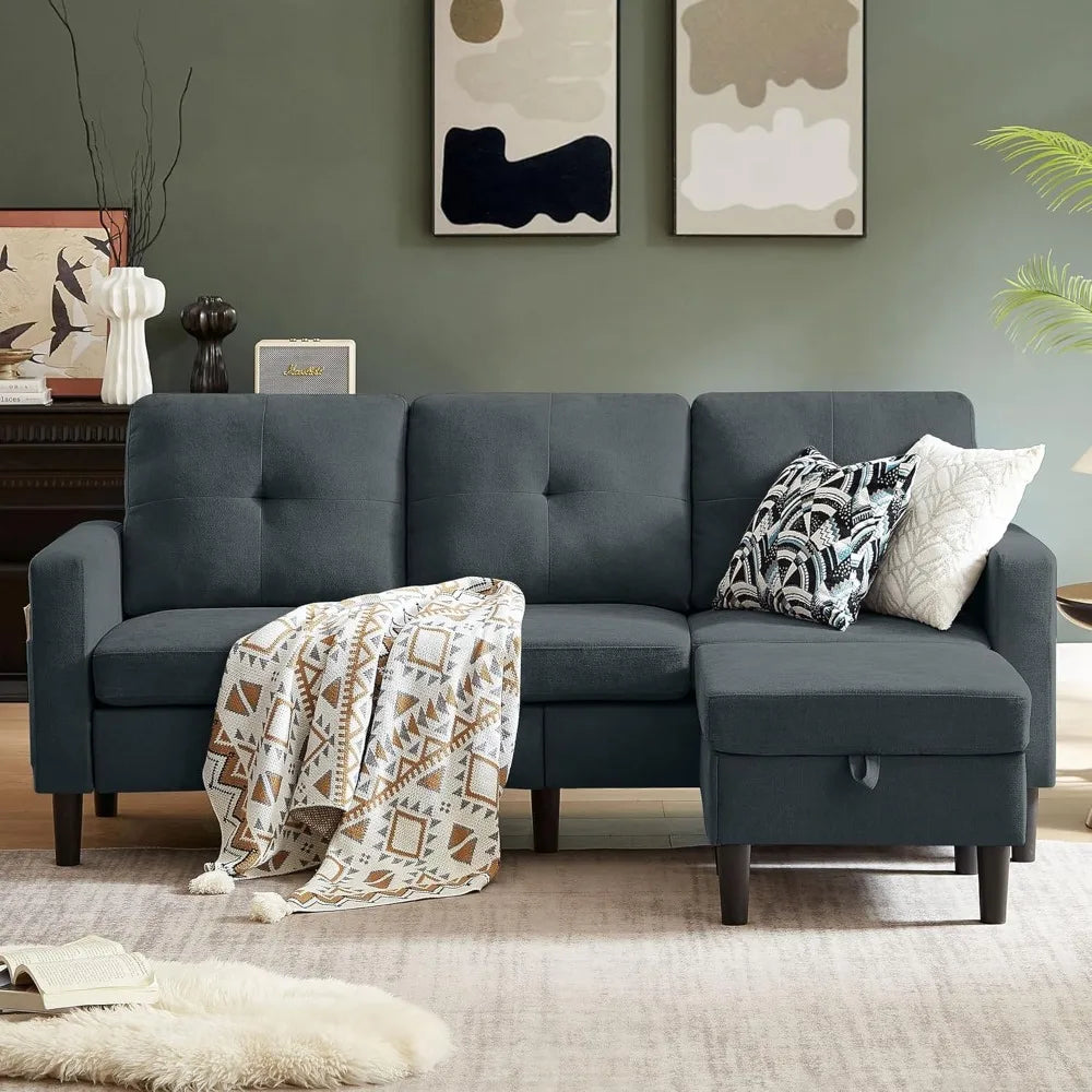 Sectional Sofa for Living Room,with Storage and Reversible Chaise,3 Seats Sectional L Shaped Couch