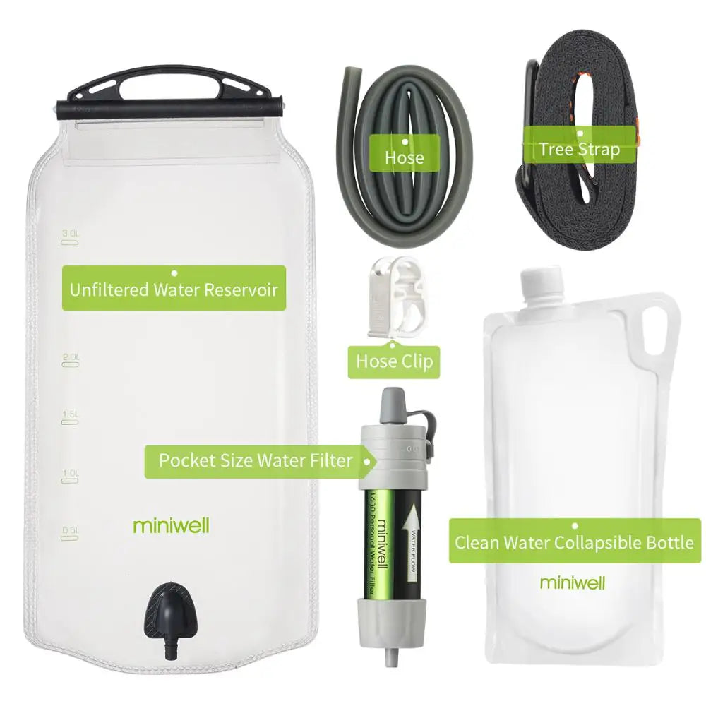 MiniWell Water Purifier Straw Filter for Hiking and Camping