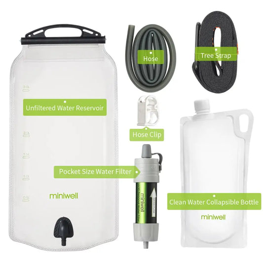 MiniWell Water Purifier Straw Filter for Hiking and Camping