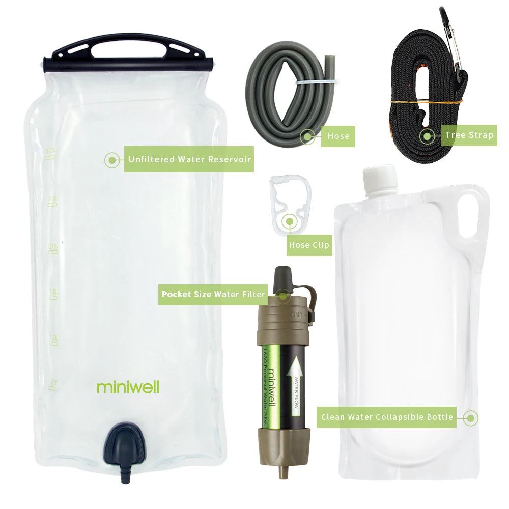 MiniWell Water Purifier Straw Filter for Hiking and Camping
