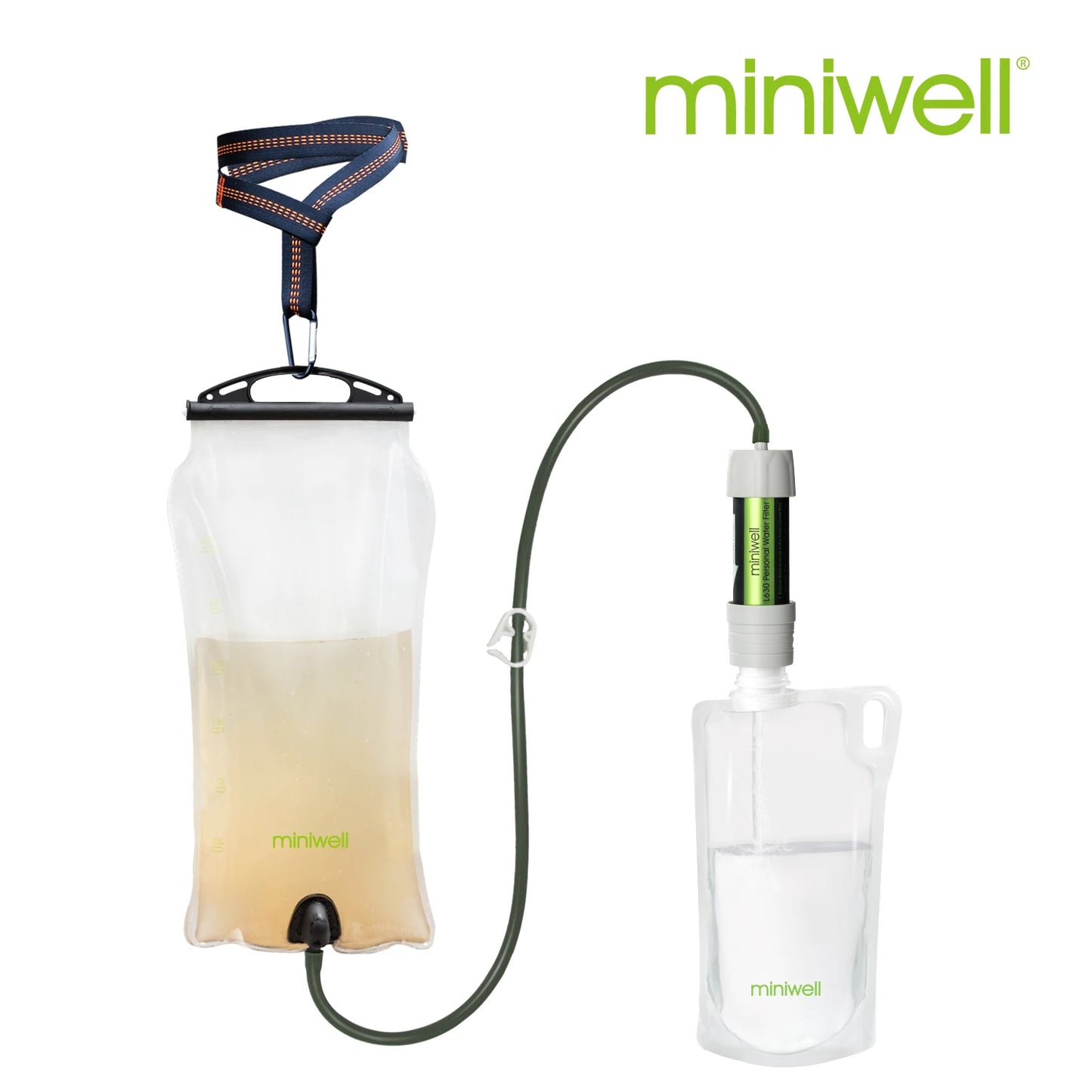 MiniWell Water Purifier Straw Filter for Hiking and Camping