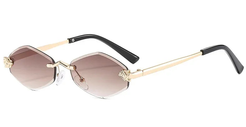 Frameless Rhombus Womens Sunglasses Elegant Versatile UV400