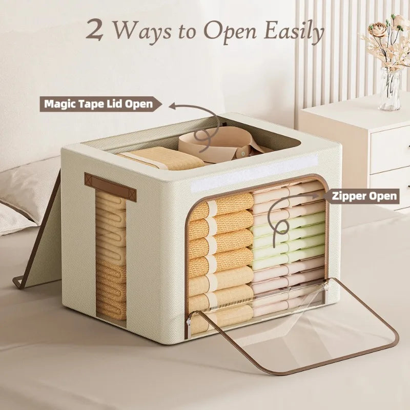 OEINGCN 3 Pack Clothes Storage Bins With Metal Frame