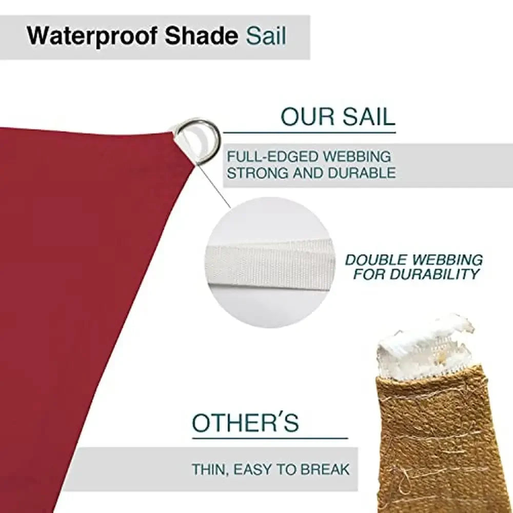 Waterproof Equilateral Triangle Sun Shade Sail Canopy UV Blockage Patio Pergola Garden Red Durable Polyester Fabric Easy