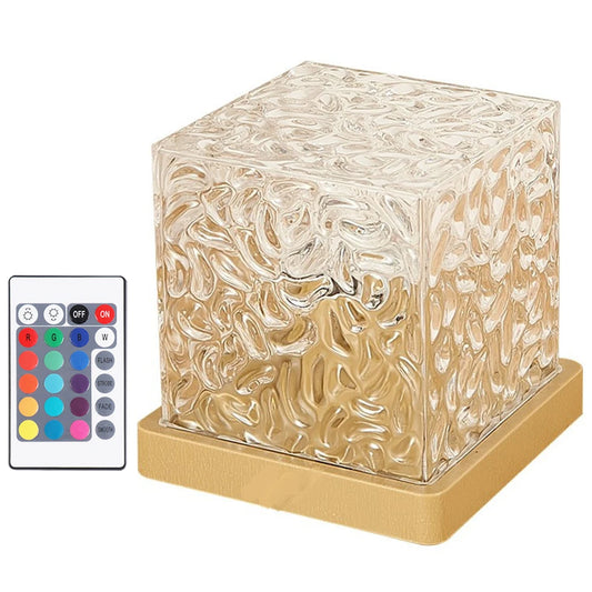 Flame Crystal Lamp 16 Colors Rotating Water Wave Night Light With Remote Control Crystal LED Table Lamp For Living Room