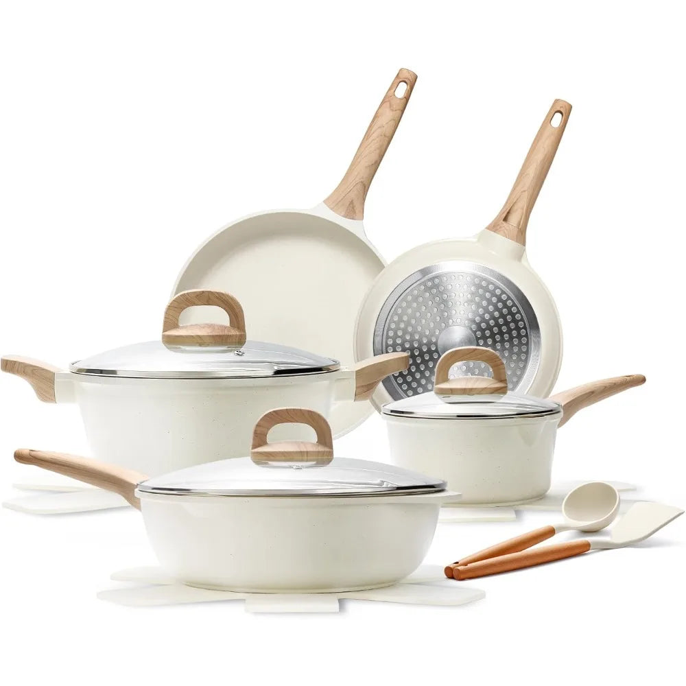 Granite Nonstick Pots And Pans Set 14 Pieces Induction