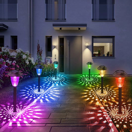 KPSTEK Solar Pathway Lights RGB Warm White Color Changing