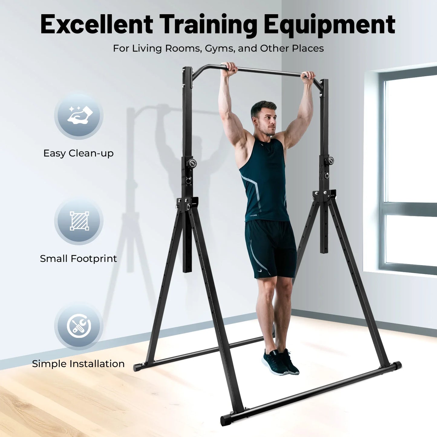 Folded Power Tower Pull Up Bar Dip Station Home Gym
