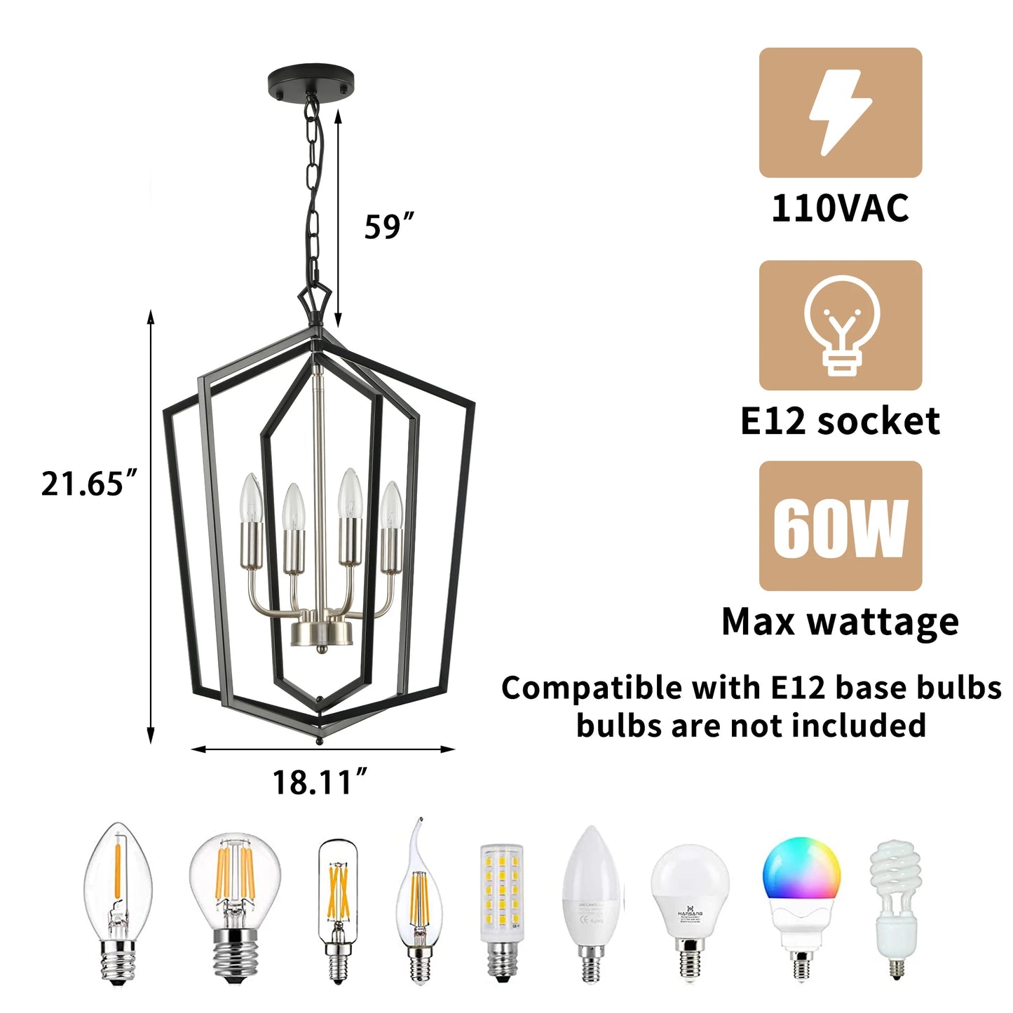 LovingC 4 Light Rustic Farmhouse Chandeliers Pendant