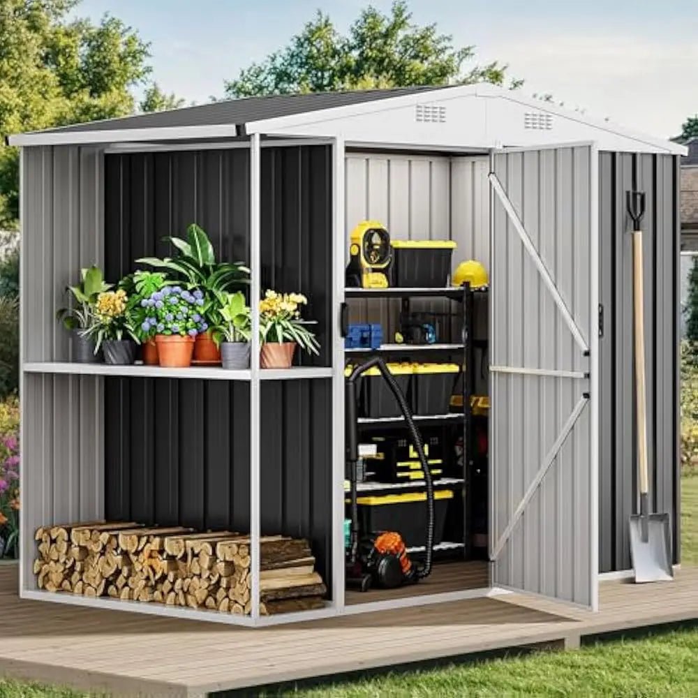 Feature Metal Outdoor Storage Shed With Ventilation