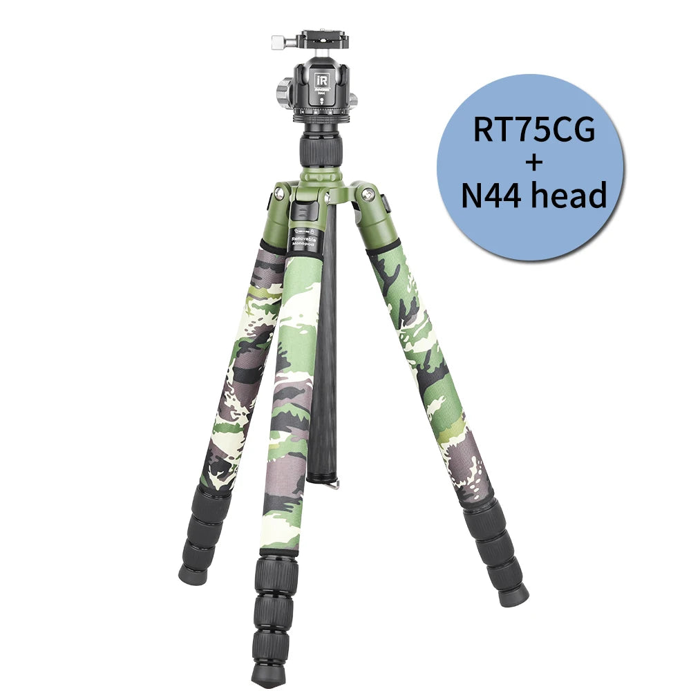 Army Green Carbon Fiber RT75CG/85CG Tripod Monopod  Heavy Duty Stand With 360° Panoramic Ball Head for Digital DSLR Camera