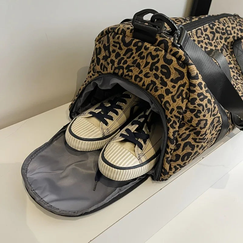 Unixinu Leopard Print Tote Bag Travel Duffle Weekender