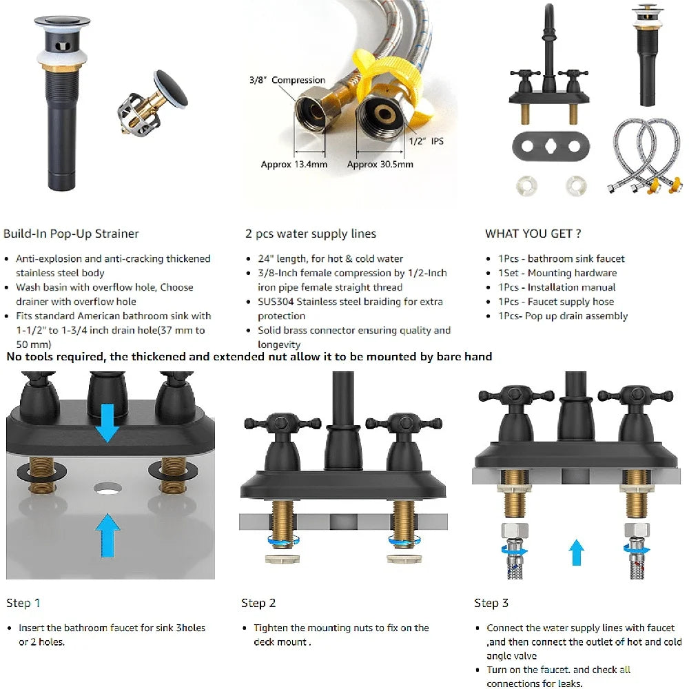 XMSJ Bathroom Faucet High Arc Swivel Dual Handle Lead Free