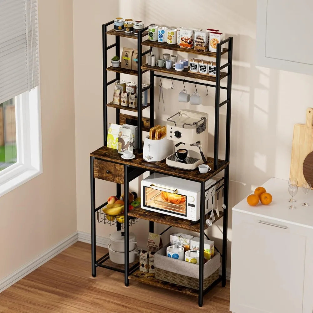 RBXC Artswish Bakers Rack With Power Outlet And Drawer