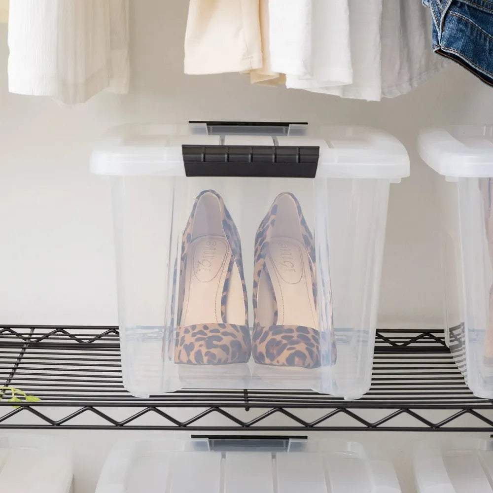 OEINGCN Plastic Storage Bins With Lids Stackable 6 Pack