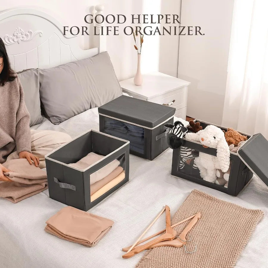 Hign Concerned Fabric Storage Bins With Lids For Closet