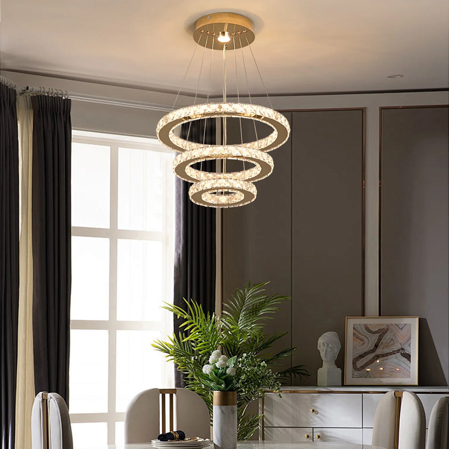 French Luxury Crystal Chandelier Pendant LED Ceiling Light for Living Room Hall Dining Decor