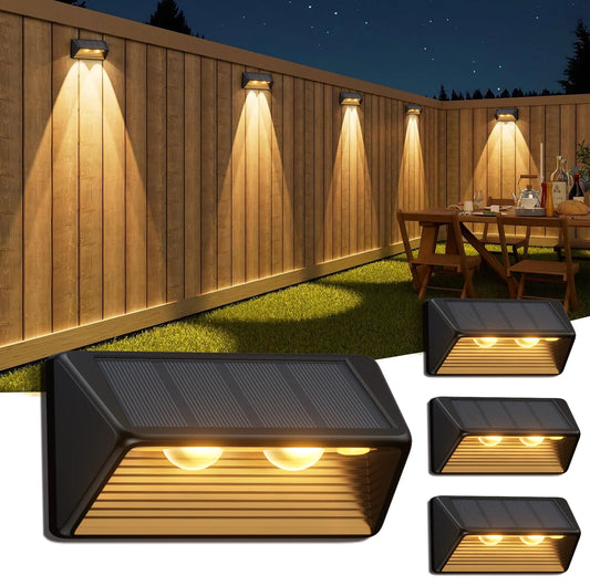 4/8/12-Pack Solar Fence/Step Lights, Cool/Warm White LED,  for Walls/Stairs/Yards/Pools