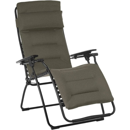 Futura Air Comfort Zero Gravity Chair XL Series Outdoor Lounge Relaxation with Headrest, Cushion, Footrest and Foot Glides, Tau