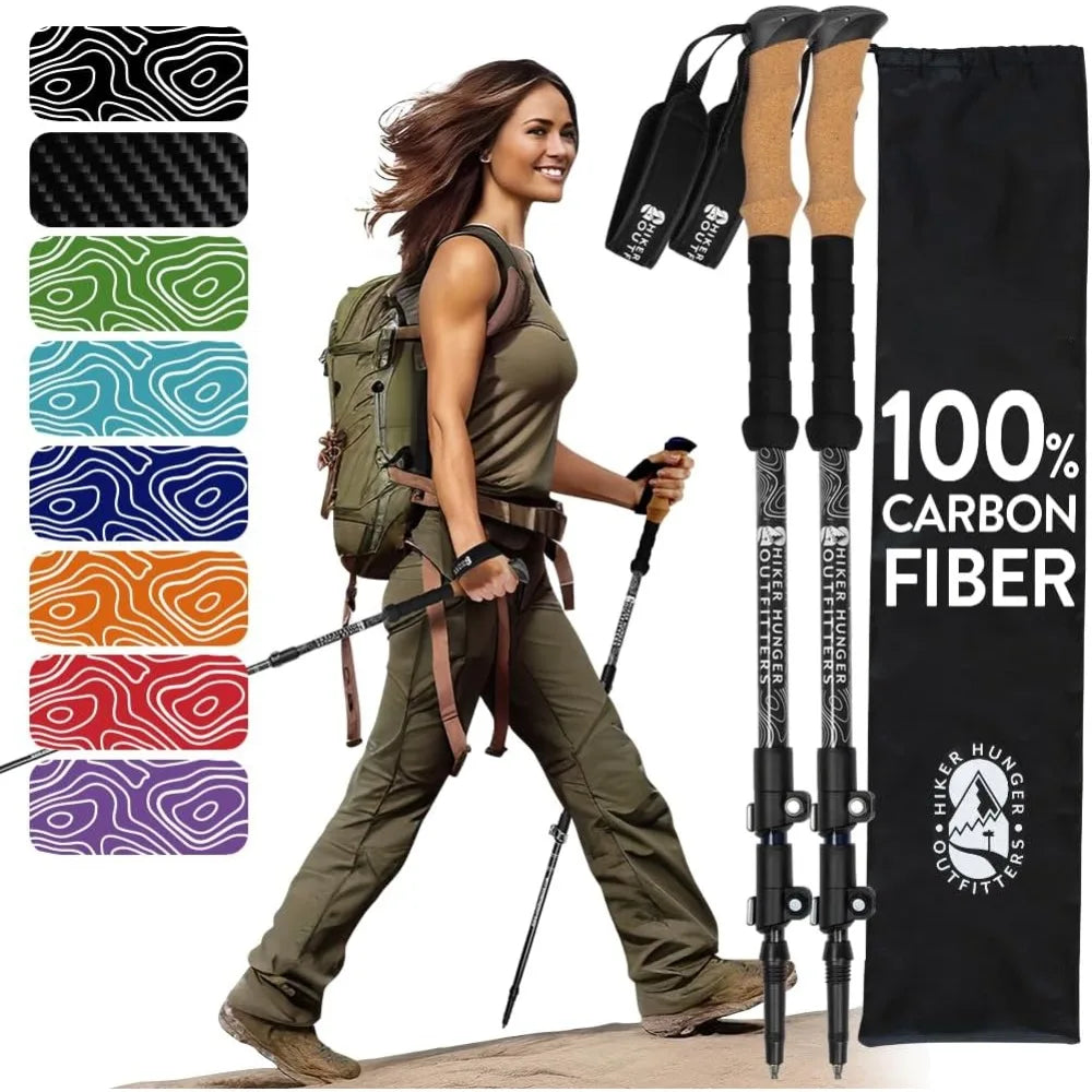 100 Percent Carbon Fiber Lightweight Trekking Poles with Cork