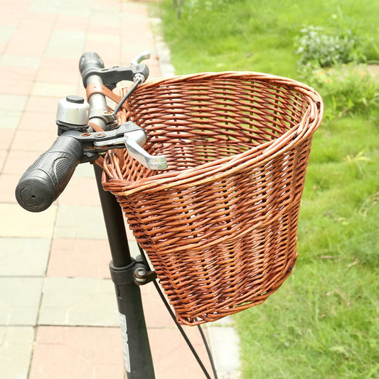 Rattan Woven Bicycle Handlebar Storage Basket Carrier