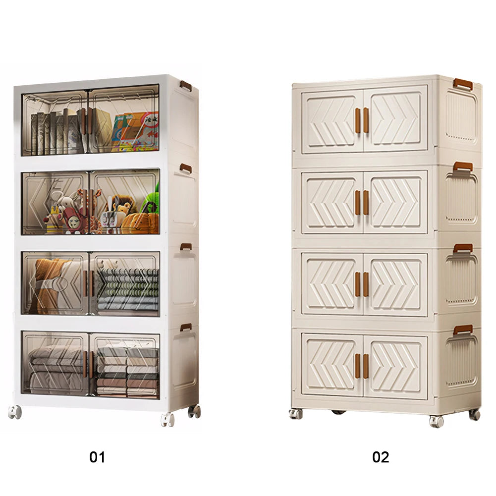 Alloet 4 Tier Stackable Storage Bins With Lids Doors Wheels