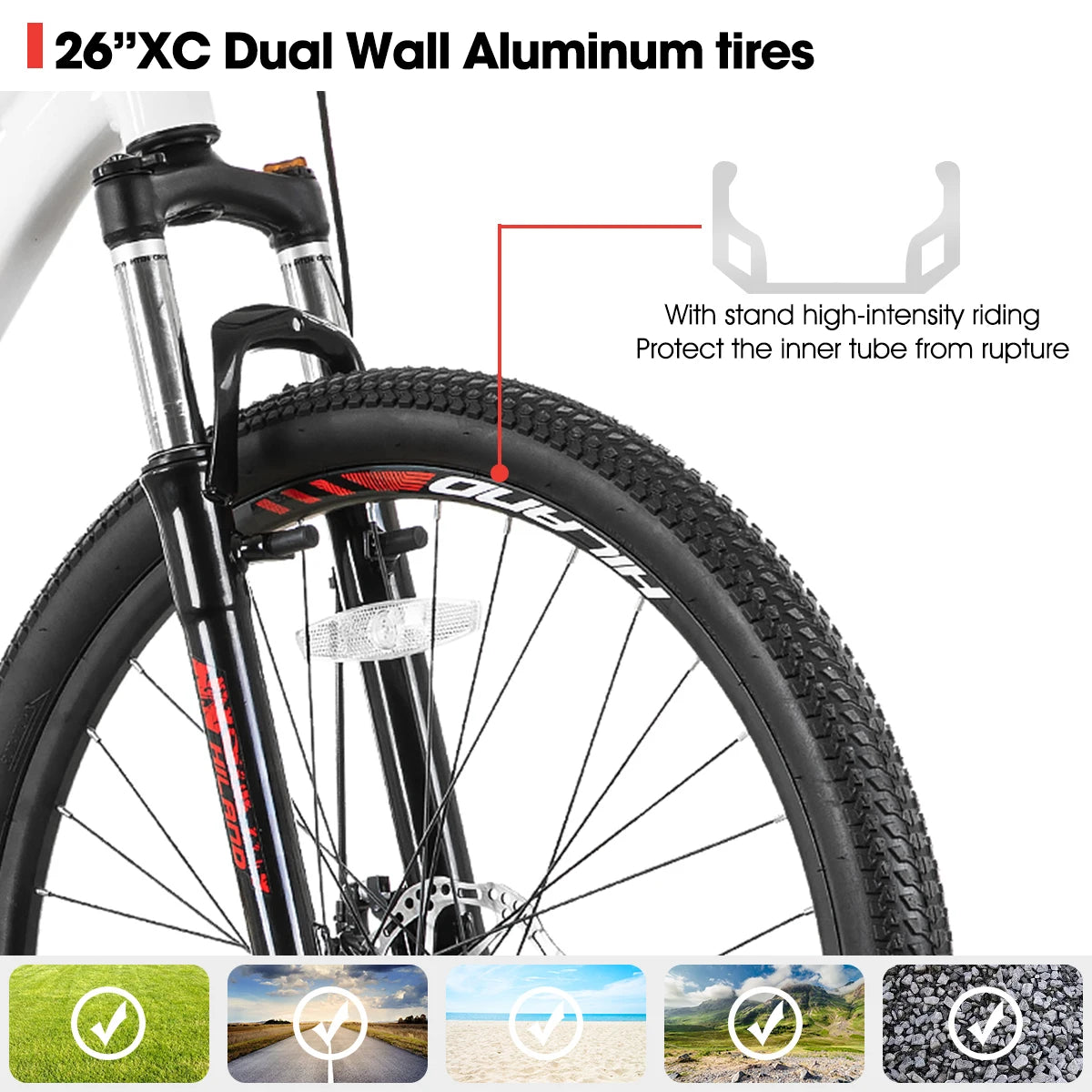 Hiland 20 26 27 Inch Mountain Bike for Women, 21 Speed with Lock-Out Suspension Fork, Dual Disc Brakes, Aluminum Frame MTB
