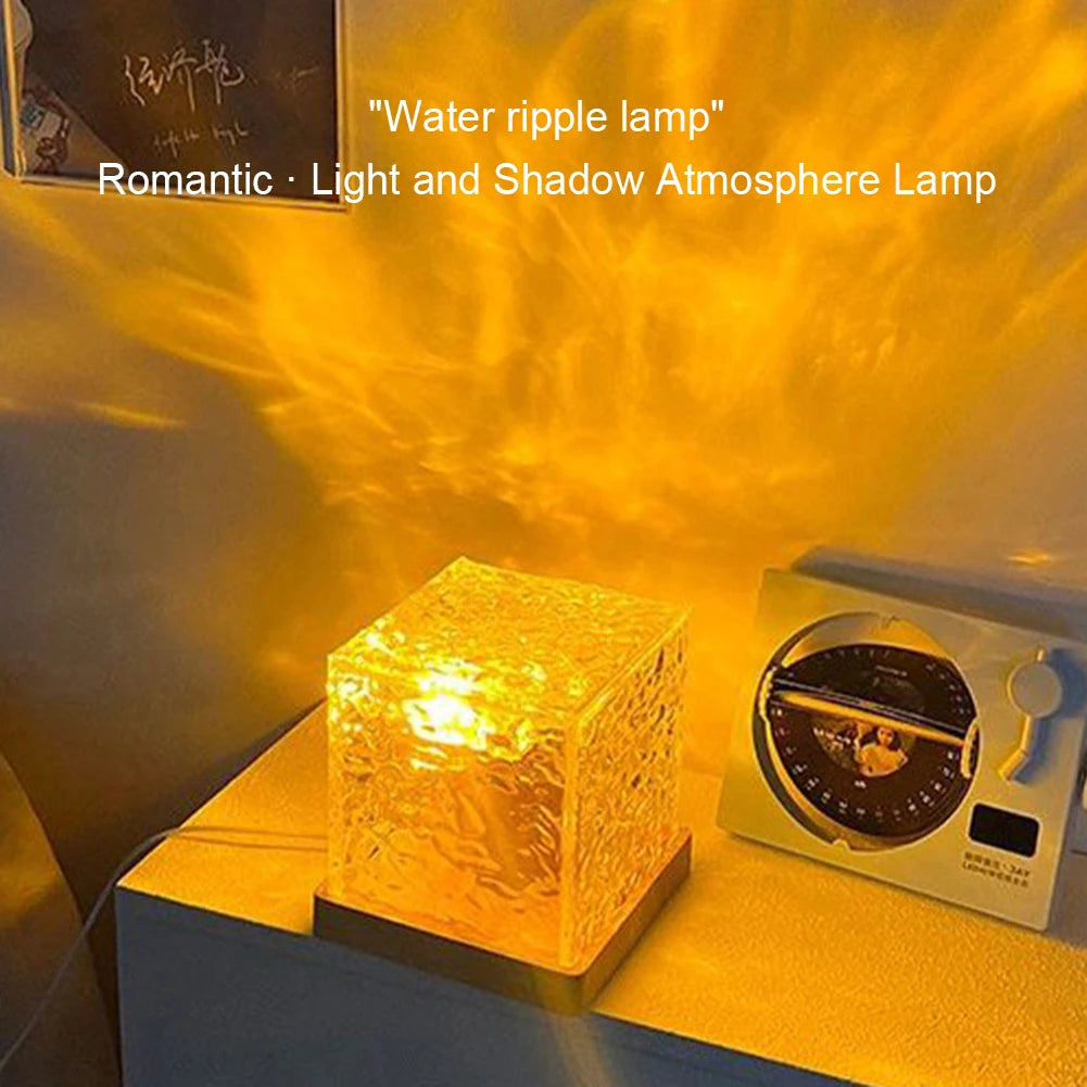 Flame Crystal Lamp 16 Colors Rotating Water Wave Night Light With Remote Control Crystal LED Table Lamp For Living Room