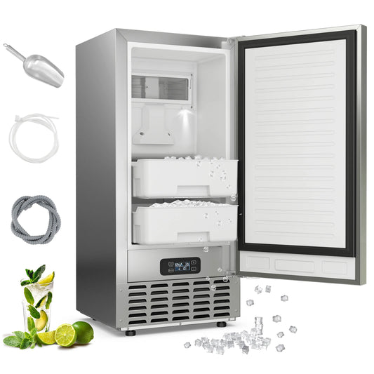 Under Counter Nugget Ice Maker with Self Cleaning 80 lbs Day