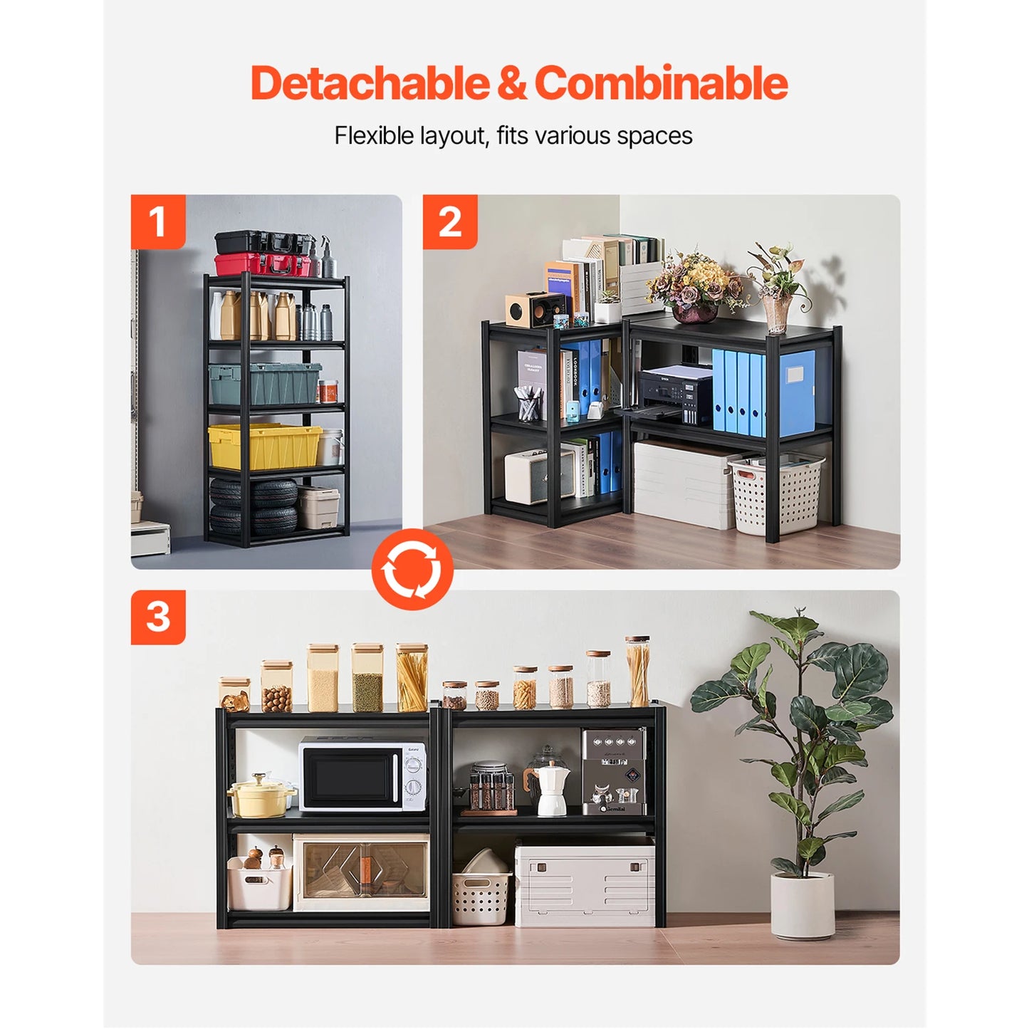 VEVOR 5 Tier Garage Storage Shelves Heavy Duty Metal Rack