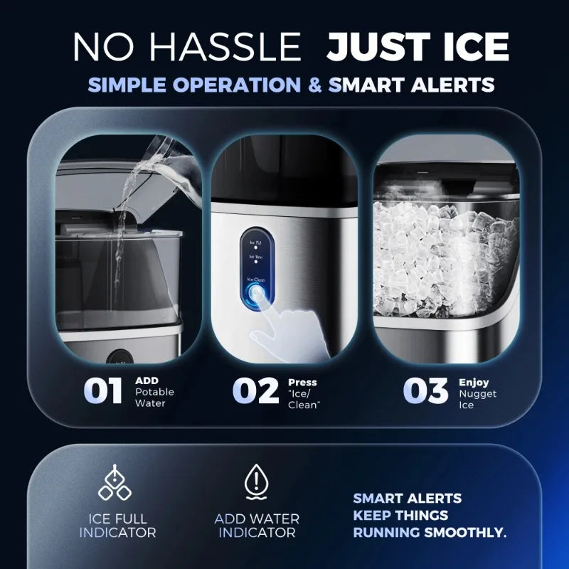 Simzlife Portable Nugget Ice Maker with Self Cleaning Function