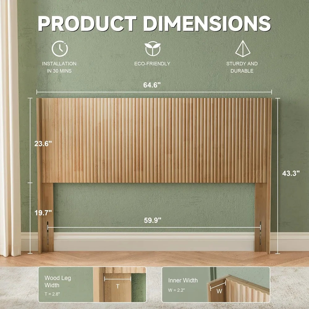 RBXC Wood Headboard Wall Mounted Rustic Farmhouse Style